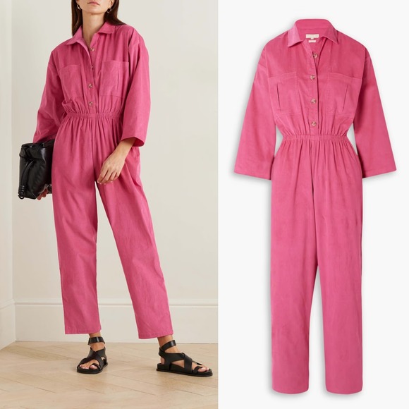 Suzie Kondi Krisa Cotton Corduroy‎ Jumpsuit Fuschia Pink Small